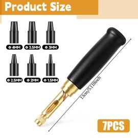 Adjustable Screw Punch with 6 Tips Size 1.5/2/2.5/3/3.5/4mm, Leather Hole Puncher for Belts Fabric Holes Punch Tool for Watch Band, Handbags, Bookbinding