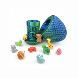 SIPWATE Mystery Egg Puzzle Box—Maze Game with Hidden Compartment, Treasures, 9 resin animal figurines, 3.8-inch cash storage box, birthdays, holidays, party favor