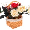 WHAMVOX Mini Wicker Basket with Handle Decorative Woven Flower Basket