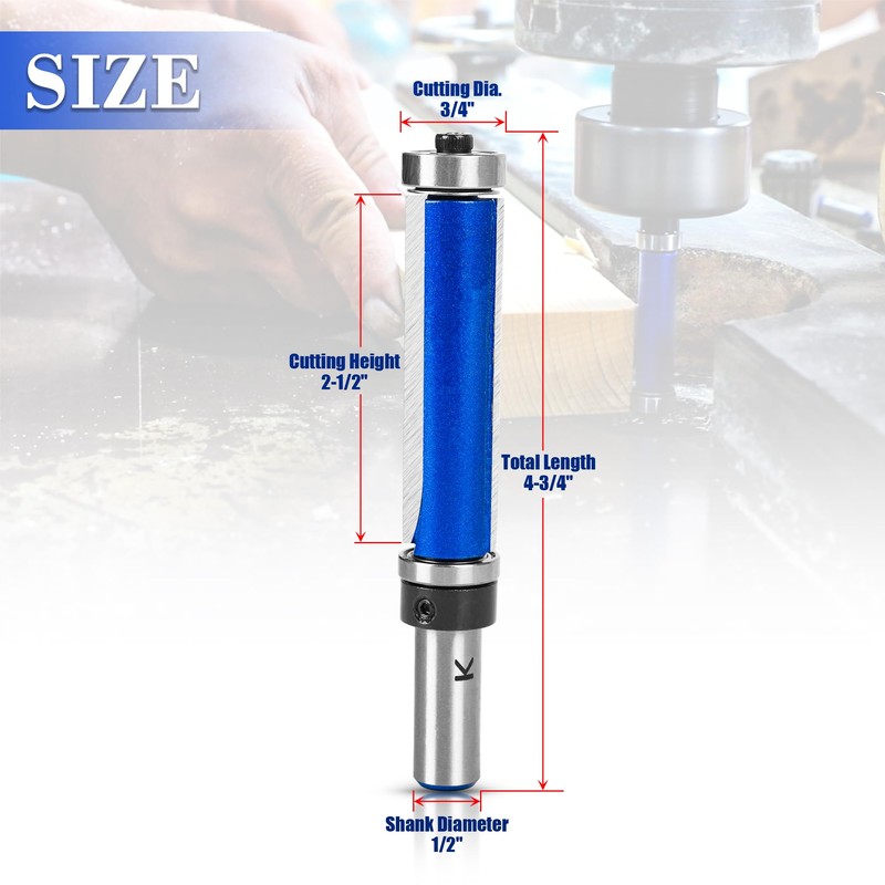 NICAVKIT Top and Bottom Bearing Flush Trim Router Bit 1/2