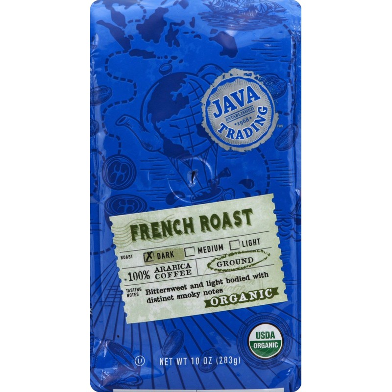 Java Trading Company Organic Ground Coffee, French Roast, 10 Oz