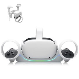 Iesooy Charging Dock for Quest 2,VR Wall Mount Charging Station Stand Set,High Speed,Fast Charging Station Display Holder and Controller Compatible with Quest 2