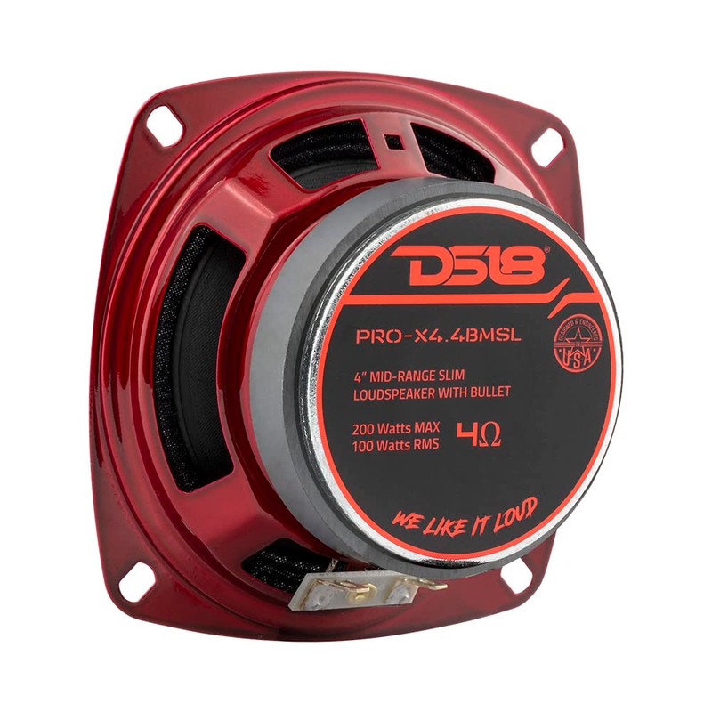 DS18 PRO-X4.4BMSL Car Speaker 4" Shallow Mid-Range Loudspeaker with Bullet