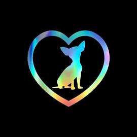 Chihuahua Heart Silhouette Car Window Vinyl Decal Sticker 4.5" x 5" (Holographic)