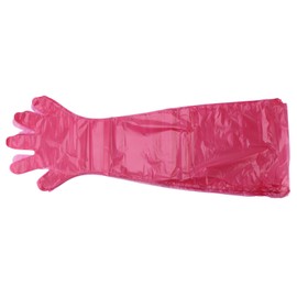 100Pcs Long Arm Disposable Plastic Gloves Safe Reliable Multipurpose Veterinary Long Gloves for Field Dressing Red