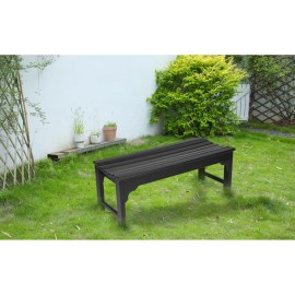 All-Weather Black Adirondack Bench with Backless HDPE Seat Wood Texture UV Resistant Poly Lumber for Patio Backyard Balconycolor: as Pic Color