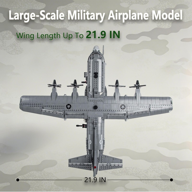 Gonli AC-130 Gunship Airplane Building Blocks 1713PCS WW2 Plane Model