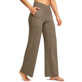 Soothfeel Wide Leg Pants Woman Yoga Pants with Pocket Crosscover High Waist Stretch Lounge Casual Dress Sweatpant Petite