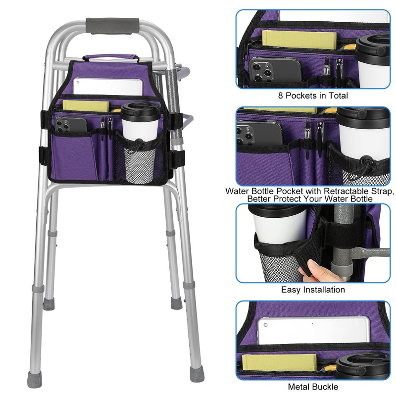 supregear Side Walker Bag, Walker Accessories Bag w/Cup Holder, Folding