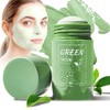 Green Mask Stick, Green Tea Cleansing Mask Blackhead Remover Mask Green Tea Cleansing Clay Stick Face Solid Face Mask for Skin Care Natural Purifying Clay, Pack of 2