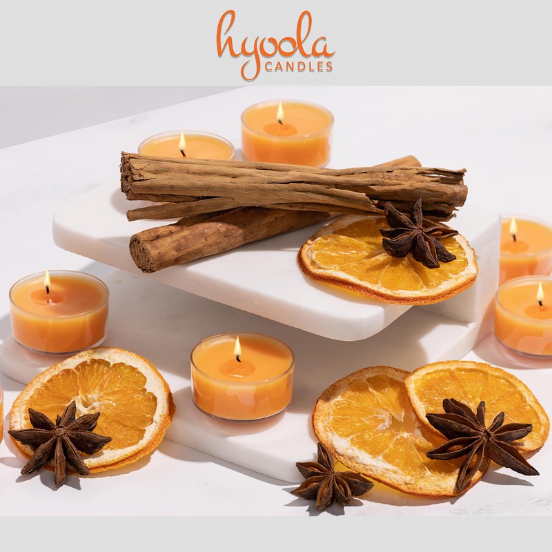 HYOOLA Scented Tealight Candles - Clear Cup - Winter Orange