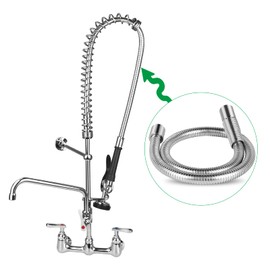 TCEUMIK 38'' Commercial Pre-rinse Hose Flexible Stainless Steel Hose Replacement Kit for Most Commercial Kitchen Sink Faucets Pre Rinse Sprayer Hose Dishwasher Spray Parts Brass Structure