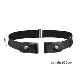 Generic Unisex Black Elastic Belt, One Size, For Men, Women & Everyone, No Buckle, Adjustable, Stretch Belt for Jeans Pants