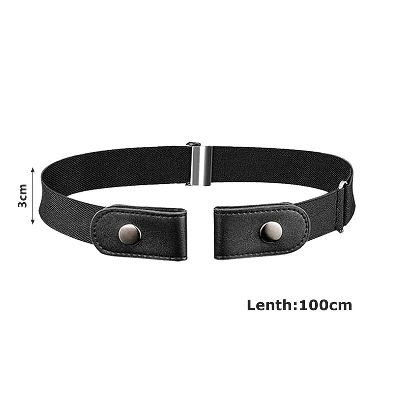 Generic Unisex Black Elastic Belt, One Size, For Men, Women