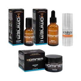 HOMINEM Kit de Skincare para Hombres, Antiojeras Roll-On  Srum Facial  Crema Facial  Srum Antiojeras de REGALO