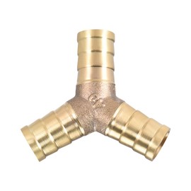 sourcing map 12mm or 1/2" ID Brass Barb Splicer Fitting,Y-Shaped 3 Ways,Barb Hose Fitting Air Gas Water Fuel,Barbed Tee Connector,2pcs