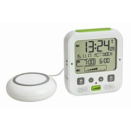 TFA Dostmann Boom Hochleistungs-Funkwecker mit Vibrationsalarm, Weiß, 11 x 6 x 12 cm (Weiss mit Batterien)