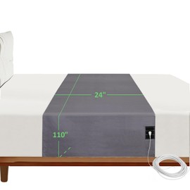 Merisky Grounding Sheets, Grounded Half Flat Sheet 24"x110" Fit All Bed Sizes, Conductive Sheets with Cord & Clips, Earth Connected for Improved Sleep, Cotton+Silver Fiber(Grey, 1 Pack)