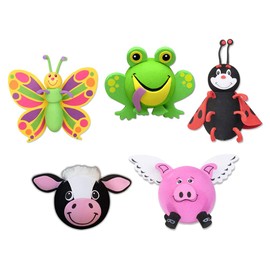 Tenna Tops Assorted Animal Pack - Car Antenna Toppers/Auto Mirror Danglers/Dashboard Accessories (Butterfly, Frog, Ladybug, Cow, Flying Pig) (Pack of 5)