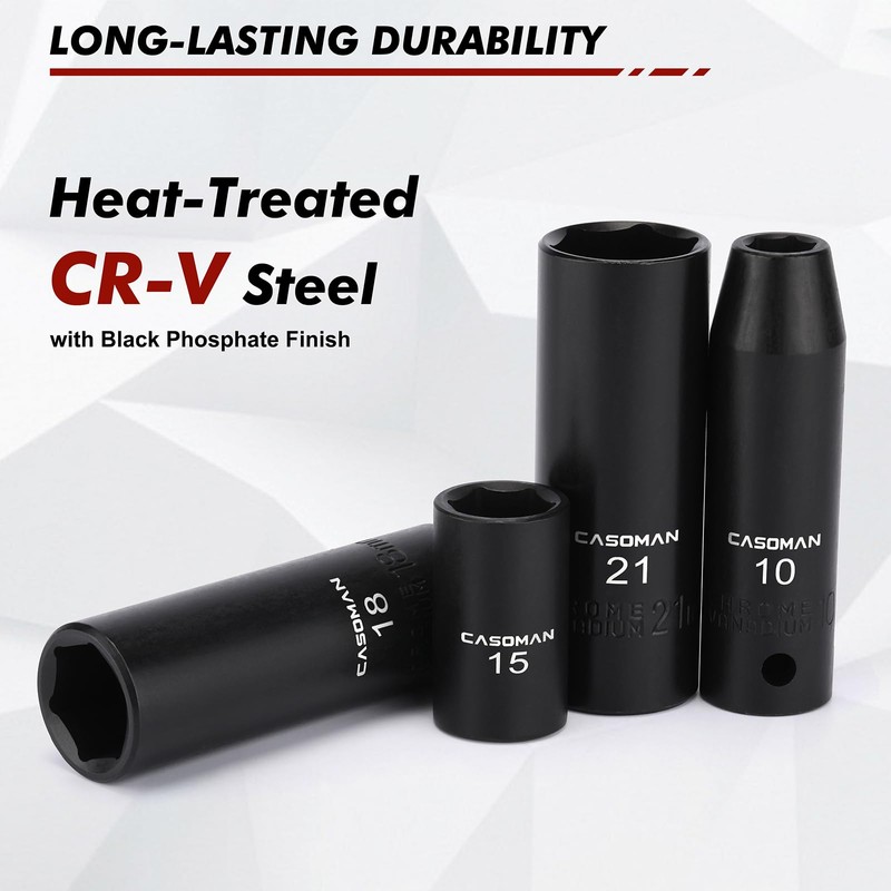 CASOMAN 36-Piece 1/2” Drive Metric Deep and Shallow Impact Socket