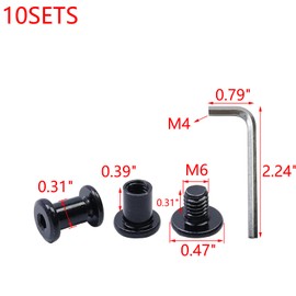 MY MIRONEY 10 Sets Binding Post Screw Hex Drive Socket Cap Bolts Stainless Steel Binding Bolts and Barrel Nuts Kit, for Furnitures Leather Belt Buckle, M6 x 8mm x 10mm