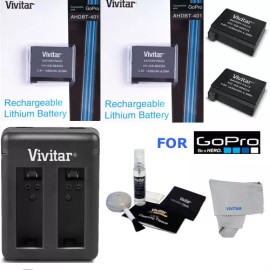 GOPRO HERO 4 SILVER BLACK EDITION 2 Battery for GoPro  HERO4 Black/Silver  AHDBT-401 + Dual FAST Charger 110/220V