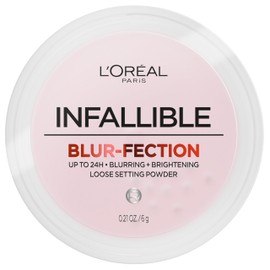 L'Oreal Paris Infallible Blur-fection Longwear Loose Setting Powder, Blurring Face Powder With Up to 24HRs of Wear, Brightening Light Pink, 1 Kit