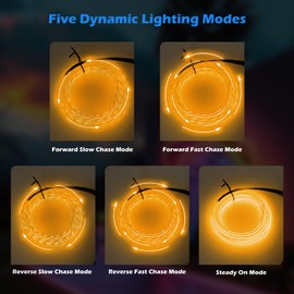 JIGUOOR 5-Mode Chasing LED Strip Lights, Upgraded Interior EL Wire, Neon Light Car Accessories for Illuminated Center Console and Dashboard with 6mm Sewing Edge(16.4ft/5m, Yellow)