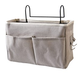 Qinlorgo Organizador De Almacenamiento para Mesita De Noche, Organizador Colgante para Mesita De Noche, Lino de Algodón Organizador De Almacenamiento De Cabecera para literas dormitorios