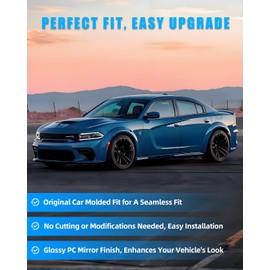 DYNVEX Door Window Trim for Dodge Charger 2011-2021, Glossy Black Window Pillar Post Trim Kit, Strong Toughness PC Material Car Center Protect Stickers, 6 PCS ﻿