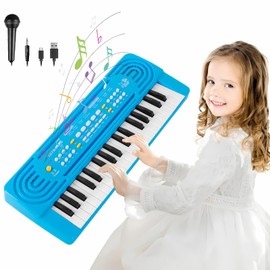 Kids Toddler Toy Piano Keyboard, 37 Key Pianos for Kid Music Toys Instruments with Microphone Dual Speaker Ideal for 3 4 5 6 7 8 Year Old Girl Boy Birthday/Christmas Day Gift (Blue)