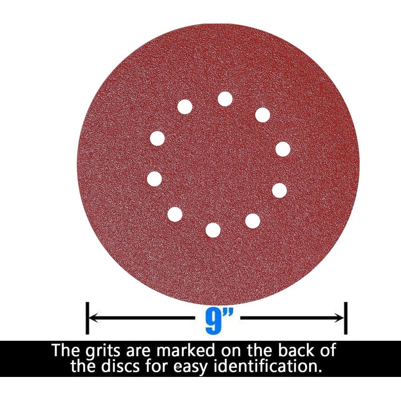 10 Pack 9-Inch 10 Hole 40 Grit Drywall Sandpaper -9"
