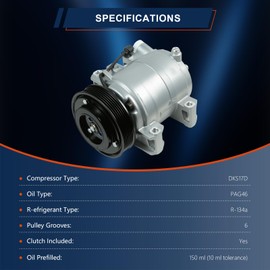 CO11200C Air conditioner A/C Compressor Compatible with 2008-2013 Nissan Rogue, 2014-2015 Nissan Rogue Select 2.5L L4 Replacement#97490,92610JM01C,10347900