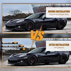 White LED Side Marker Lights Compatible with Corvette C6 Z06 ZR1 2005-2013 Front Rear Bumper Signal Light Smoked Lens Sidemarker Lights