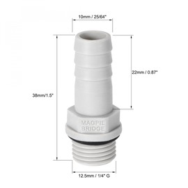 sourcing map PVC Barb Hose Fitting Connector Adapter 10mm or 25/64" Barbed x 1/4" G Male Pipe 5pcs