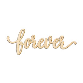 Woodums – Forever Script Wooden Wall Art Decor, Unfinished Wood Sign for Family Room Decor, Charlie Script Letter Wood Cutout, 18 x 7 Inches Wall Decorations for Living Room