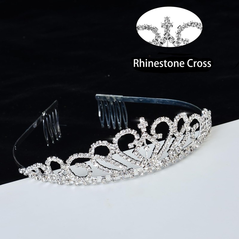 Merroyal First Communion Veil and Tiara Set, 24 inch White