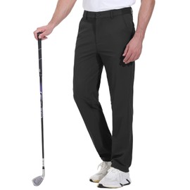 Rdruko Men's Stretch Golf Pants Quick Dry Lightweight Casual Pants with Pockets(Black,US 38)