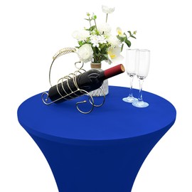 Nacuci 24x43 Inch Round Fitted Cocktail Table Cover Royal Blue Spandex Cocktail Table Cloth Highboy Fitted Tablecloth High Top Table Cloths for Party Pub Banquet Bistro