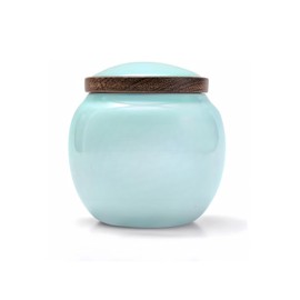 Handmade 10oz (300ml) Ceramic Jar with Wooden Lid | Airtight and Elegant Storage for Tea, Spices & Coffee | Minimalist Zen-Inspired Design