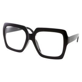 grinderPUNCH XL Black Thick Square Oversized Clear Lens Glasses - Men and Women Costume or Fashion - Black