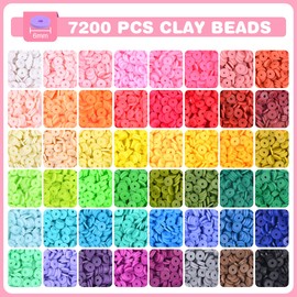 ANSHINE 8420pcs Clay Beads Bracelet Making Kit, 48 Colors 7200 Clay Beads 600 Letter Beads for Friendship Bracelets Jewelry Making Kids DIY Craft with Elastic String