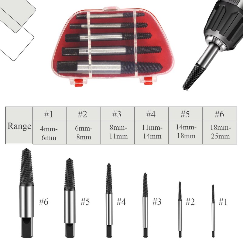 OMIGA 6 Piece Screw Extractor Set Screw Extractor Professional Left