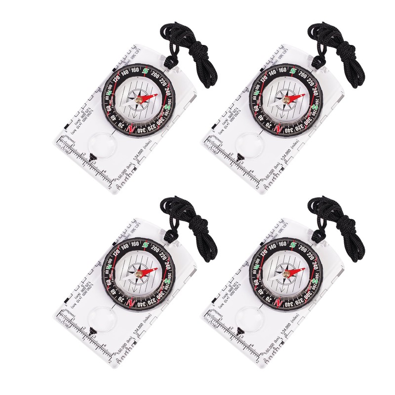 4 Pcs Outdoor Compass with Adjustable Declination,Magnifier,Ruler,Scale. Multifunctional Orienteering Waterproof