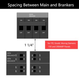 Generator Interlock Kit Compatible with Ge Siemens&Cutler Hammer ITE Eaton Gould and Murray 150 or 200 Amp Main Breakers,1 1/4 Inch Spacing Between Generator Circuit Breaker and Main Circuit Breaker