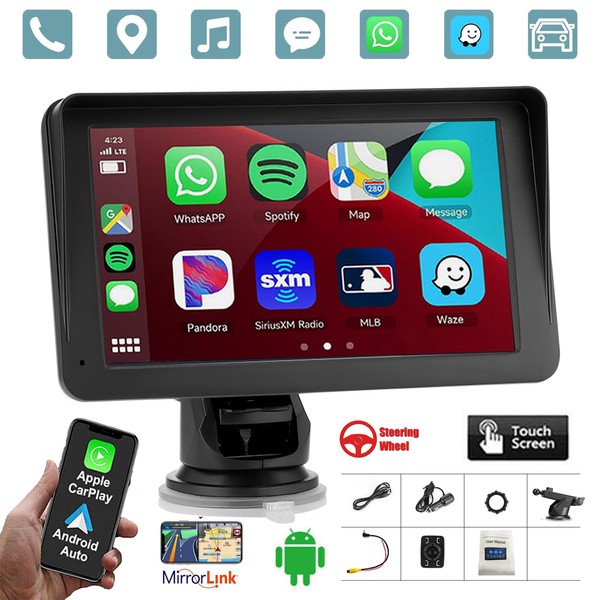 GEARELEC CarPlay 7" Portable Car Stereo Radio Android Touchscreen BT
