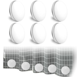 6 Pairs Shower Curtain Weights, Strong Magnets for Curtains, Curtain Weighted Outdoor, Shower Curtain Weights, Curtain Weights Outdoor, Waterproof, Curtain Weights for Tablecloth Curtains (White, 4