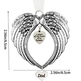 Eqkasio Memorial Ornaments for Loss of Loved One Sympathy Gifts A Piece of My Heart is in Heaven Angel Wings 2024 Christmas Decorations for Lost Loved Dad