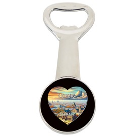 Leipzig Germany Travel Souvenir Destination Heart Shape Design Magnetic Bottle Opener Single
