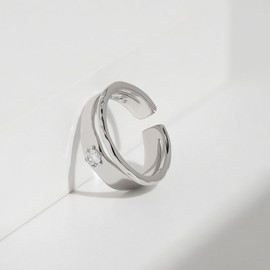 Meissa Gold Rings for Women Chunky Gold Thumb Rings Statement Ring Sterling Silver Gold Wedding Band Ring Engagement Rings Size Adjustable, Silver